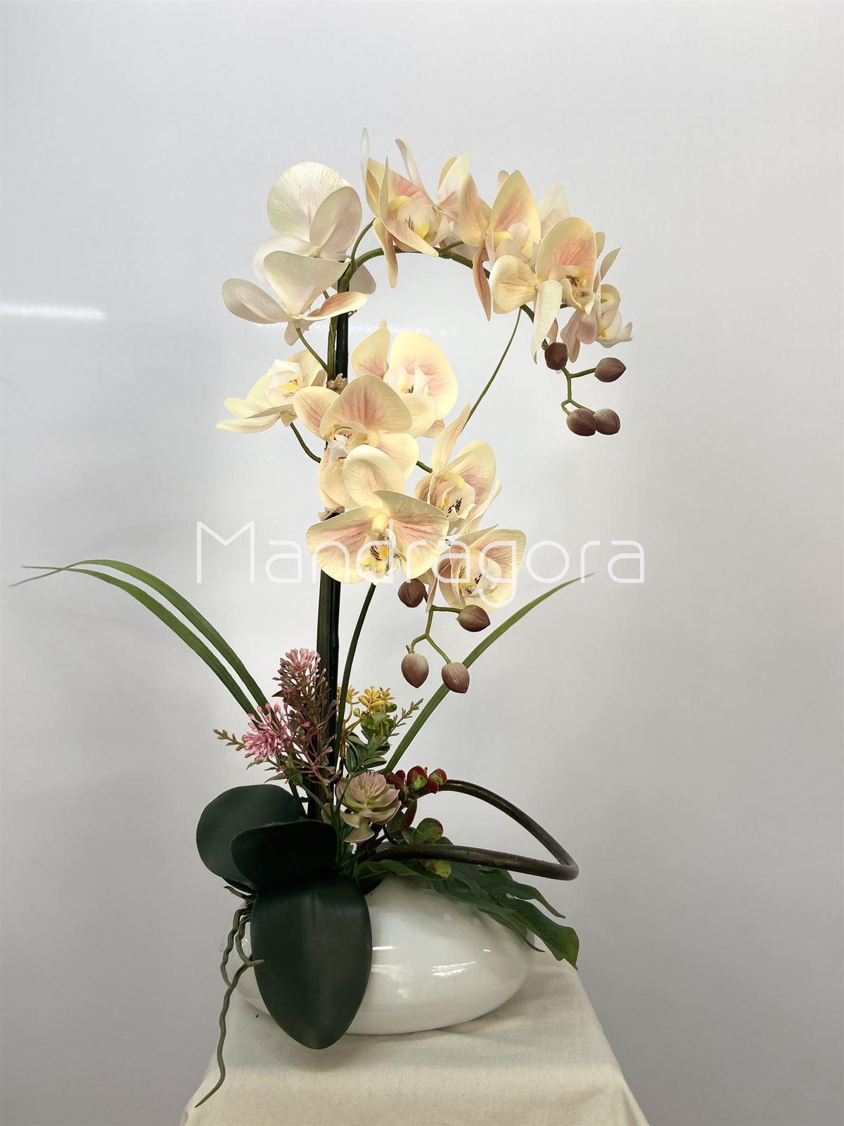 Orquídea artificial color champán - Imagen 1