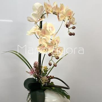 Orquídea artificial color champán - Imagen 1