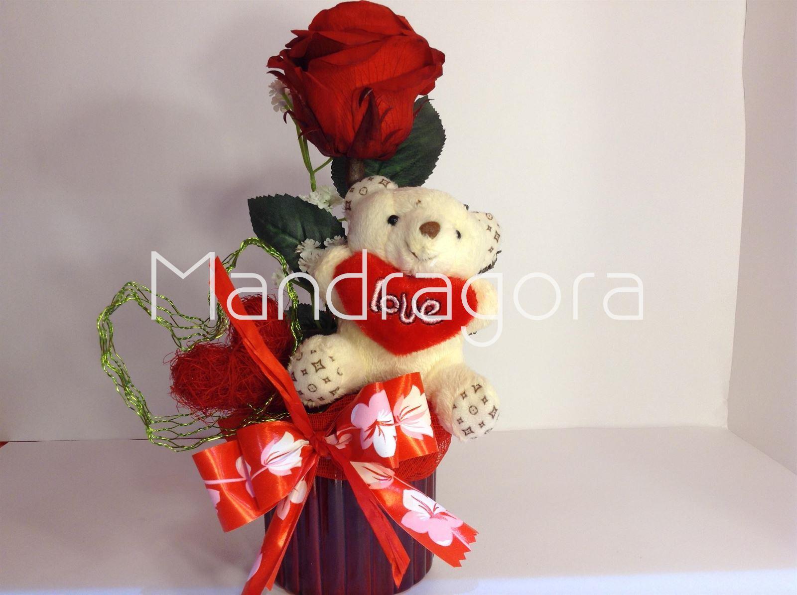 Rosa preservada con peluche - Imagen 1