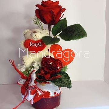 Rosa roja eterna con peluche - Imagen 1