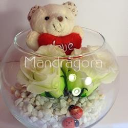 Rosas blancas Eternas en cristal - Imagen 1